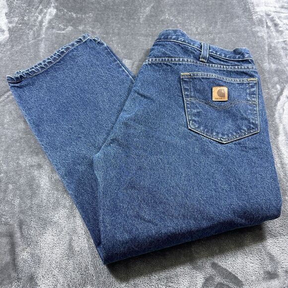 Carhartt Jeans Mens 42x30 Blue‎ Traditional Fit Workwear Denim Pants - Picture 8 of 12